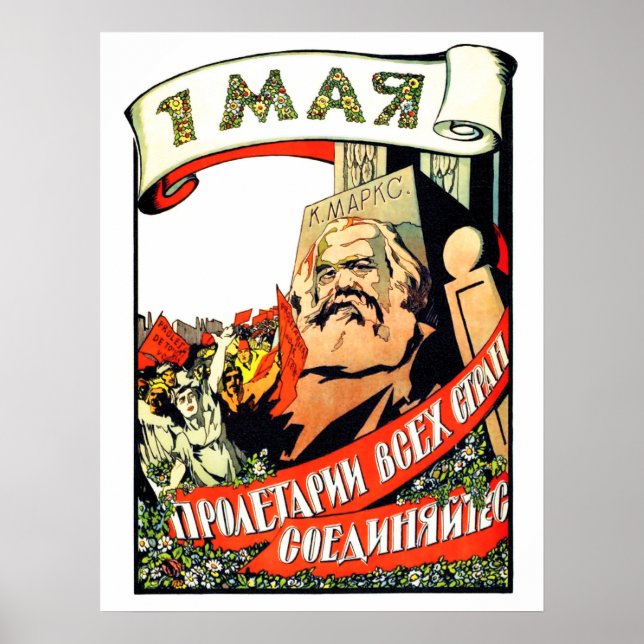 Karl Marx, erster Mai, Arbeitstag, Vintager Kommun Poster (Vorne)