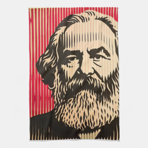 Karl Marx im optischen Täuschungsstil von BAUHAUS Geschirrtuch