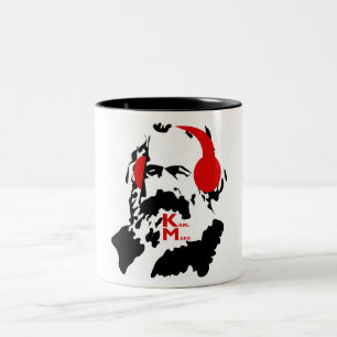 KARL MARX MIT KOPFHÖRERN ZWEIFARBIGE TASSE
