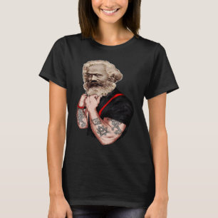 Karl Marx Pop Kunstporträt Revolution Tatoo Vintag T-Shirt