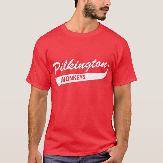 Karl Pilkington Monkeys roten T - Shirt (Vorderseite)