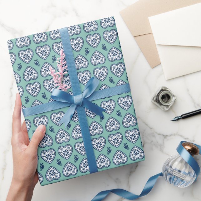 „Karlek“ Herz Geschenkverpackungspapier (navy, tür Geschenkpapier (Schenken)