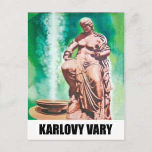 Karlovy Vary spring, Frauenstatue, Tschechische Re Postkarte