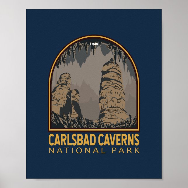 Karlsbad Caverns Nationalpark Vintages Emblem Poster (Vorne)