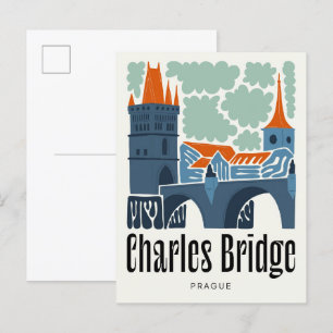 Karlsbrücke Prag abstrakte Reise Postkarte