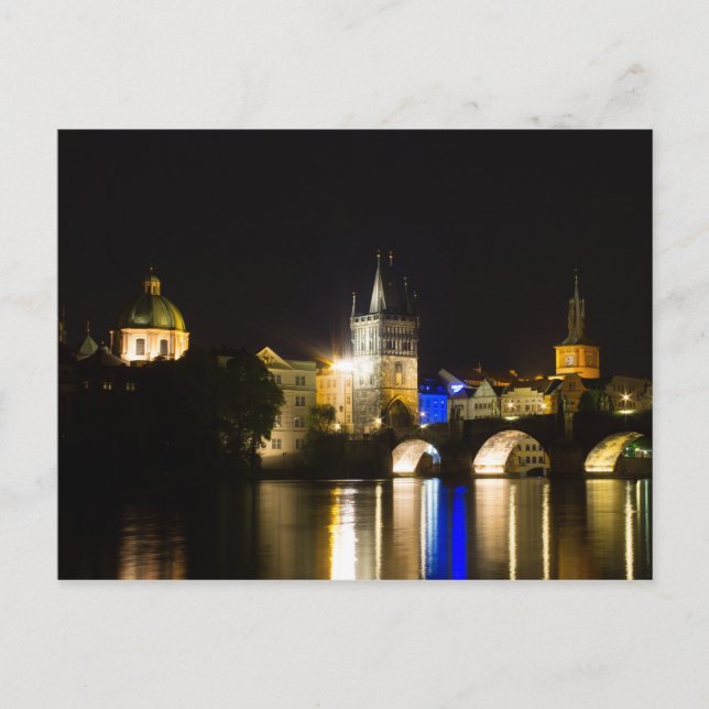 Karlsbrücke und Moldau Postkarte (Vorderseite)