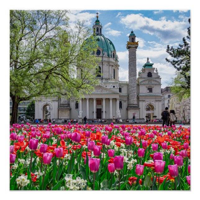 Karlskirche im Frühjahr in Wien, Österreich Poster (Vorderseite)
