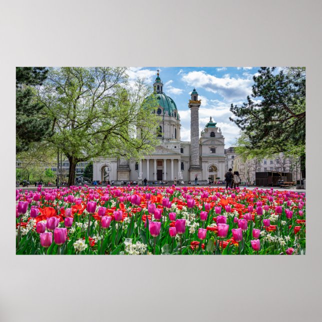 Karlskirche im Frühjahr in Wien, Österreich Poster (Vorne)