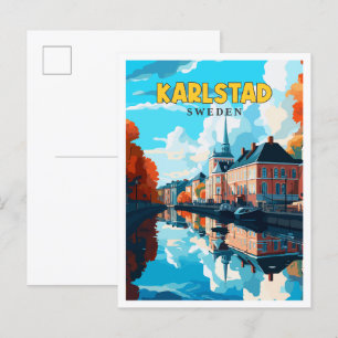 Karlstad Schweden Vintage-Reiseillustration Postkarte