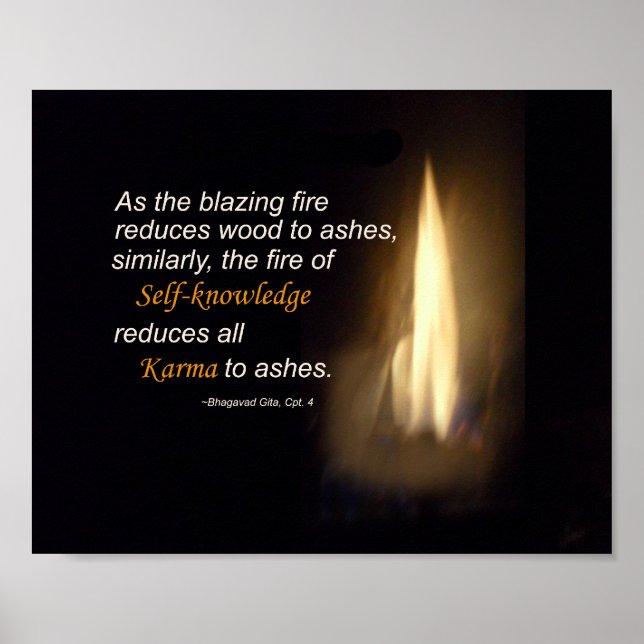 Karma Blazing Fire Self-Knowledge Zitat Plaque Poster (Vorne)