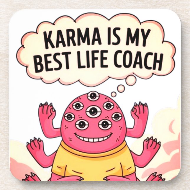 Karma ist mein bester Lebensberater Getränkeuntersetzer (Vorderseite)