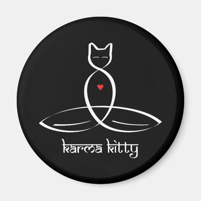Karma Kitty - Text im Sanskrit-Stil. Magnet (Vorne)