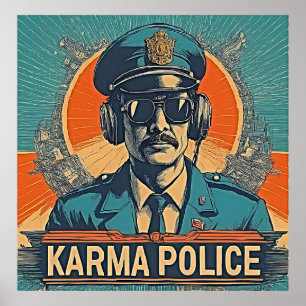 Karma Police - Retro Whimsy in kühlen Farben Poster
