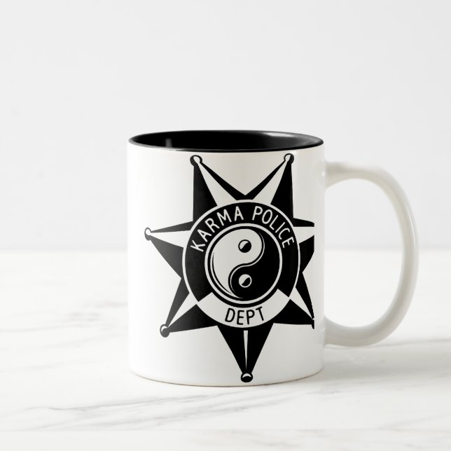 Karma-Polizei-Abteilung! Zweifarbige Tasse (Rechts)