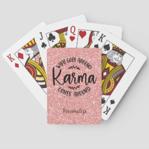 Karma Quote Pink Glitzer Personalisiert Spielkarten