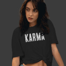 Karma White Text T - Shirt