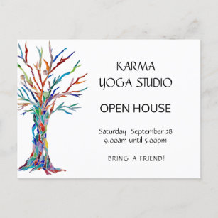 Karma Yoga Open House Einladungspostkarte