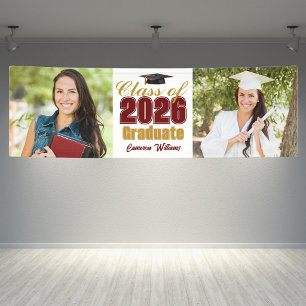 Karmesinrot Gold Abschlussjahrgang 2026 2 Foto-Abs Banner