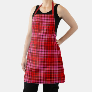 Karmesinrot Pink Kariertes Tartan Design Schürze