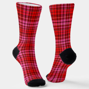 Karmesinrot Pink Kariertes Tartan Design Socken