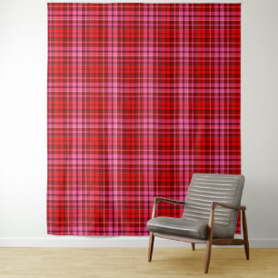 Karmesinrot Pink Karo Tartan Design  Wandteppich