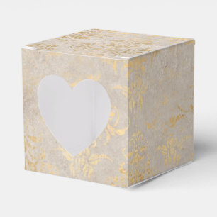 Karmesinrot und Gold Vintage-Damask Favor Box Geschenkschachtel