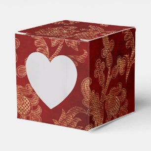 Karmesinrot und Gold Vintage Damast Geschenkschachtel