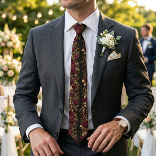 Karmesinrote Barockrosen-Eleganz Krawatte