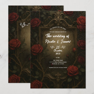 Karmesinrote Dornen Rosen Gothic Barock Hochzeit Einladung