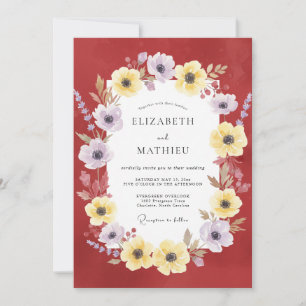 Karmesinrote gelbe Mohn-Hochzeit Einladung