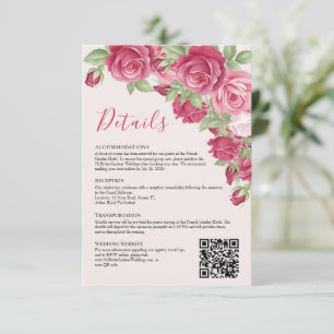 Karmesinrote Rose Hochzeitsdetails Beilagekarte Einladung