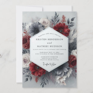 Karmesinrote Slate-Gothic-Hochzeit Einladung