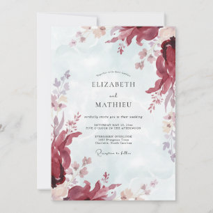 Karmesinrote Staubige Rosa Blütenblätter Hochzeit Einladung