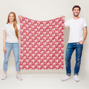 Karmesinrote und rosafarbene Herzen und Rosen Fleecedecke