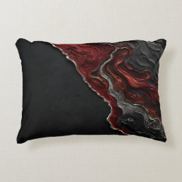Karmesinrote vulkanische abstrakte Kunst dunkles, Dekokissen