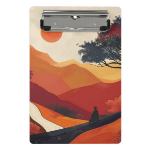 Karmesinrote Zen-Berglandschaft Goldenes Sonnenunt Mini Klemmbrett