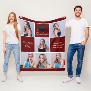 Karmesinroter Abschluss-Senior-Porträt-Foto-Collag Fleecedecke