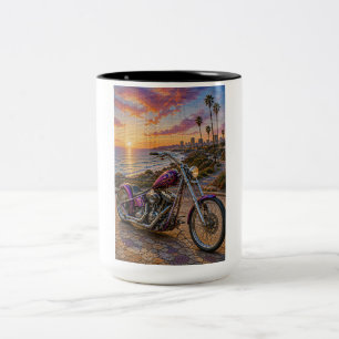 Karmesinroter Highway-Chopper-Mosaik-Kunstbecher Zweifarbige Tasse