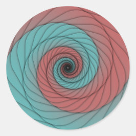 Karmesinroter und Türkiser Strudel Runder Aufkleber