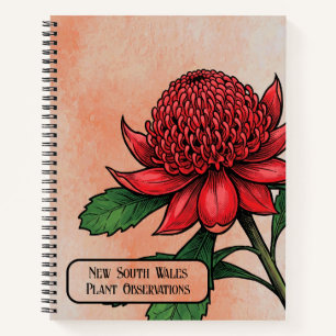 Karmesinroter Waratah Botanisch Notizbuch