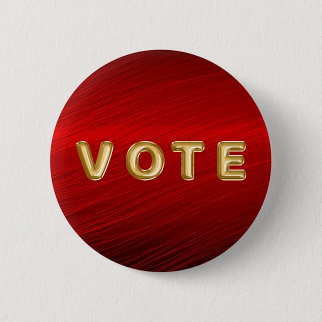 Karmesinrotes Metallisches Grafik-Votum Button (Vorderseite)