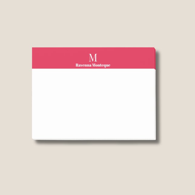 Karmesinrotes modernes personalisiertes Namensinit Post-it Klebezettel (Von Creator hochgeladen)