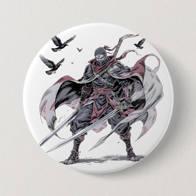 Karmesinrotes Ninja-Handyhülle Button (Vorderseite)