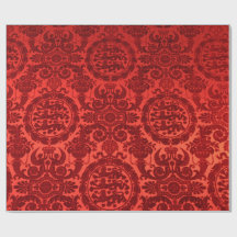 Karmesinrotes Noel-Damask-Geschenkpapier