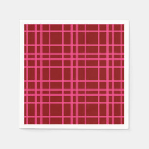 Karmesinrotes Pink Karo Gitter Karomuster Design Serviette