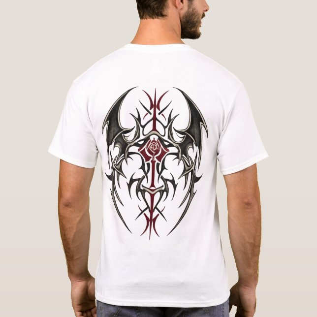 Karmesinrotes Stammesblatt T-Shirt (Rückseite)