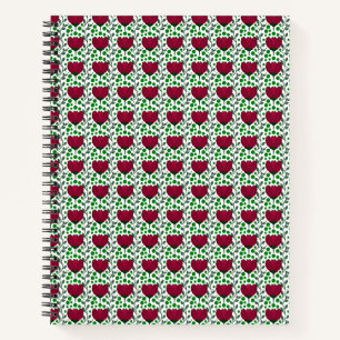 Karmesinrotes Tulpen-Blumenmuster   Elegantes Rot  Notizbuch