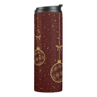 Karmesinrotes und goldenes Ornament Weihnachts-The Thermosbecher