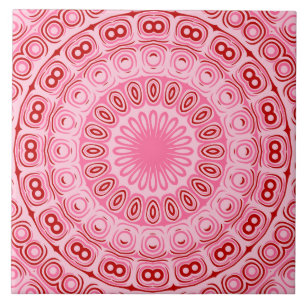 Karmesinrotes und Rosa Mandala-Muster Fliese