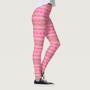 Karmesinrotes und Rosa Mandala-Muster Leggings